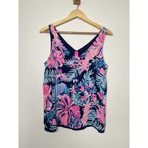 Lilly Pulitzer Florin Reversible Tank Top Vibrant Floral Print Size Small
